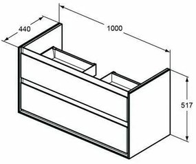 Dulap suspendat pt lavoar Ideal Standard Connect Air mdf alb 100 cm