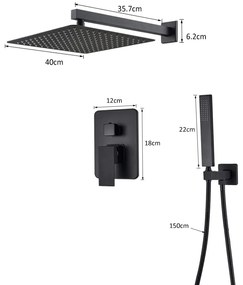 Set de dus tip ploaie cu para de 40 cm, 2 functii de scurgere , auriu nichelat (semi-lucios) Auriu nichelat