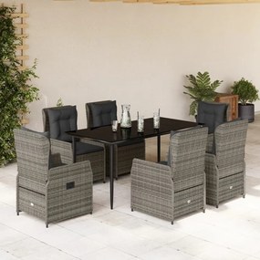 3262858 vidaXL Set mobilier de grădină cu perne, 7 piese, gri, poliratan