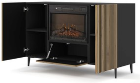 Dulap cu bioșemineu electric F 2D1K Rowanna (Stejar artisan + Negru). 1125063