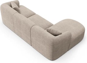 Colțar maro deschis cu tapițerie din catifea reiată (cu colț pe partea stângă/cu șezlong) Campi – Cosmopolitan Design