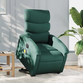 3204020 vidaXL Fotoliu electric masaj rabatabil / ridicare verde închis textil