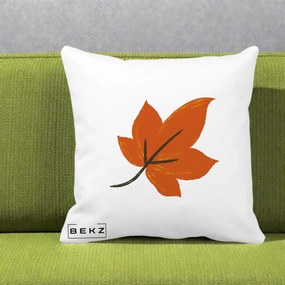 Perna Decorativa Frunza de Toamna Portocalie, 40x40 cm, Alba Mata, Husa Detasabila, Perna Inclusa, BEKZ®