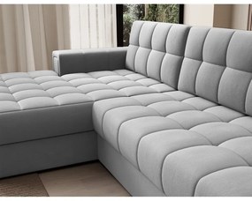 Colțar gri extensibil cu tapițerie din catifea (cu colț pe partea stângă/cu șezlong) Blezalt – ELTAP