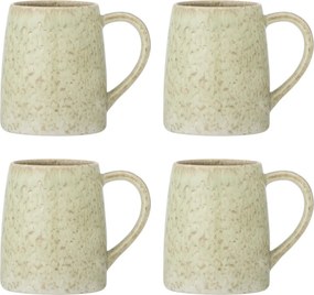 Set 4 căni din ceramică artizanală, cu decor marmorat verde și natur, finisaj lucios, „Winnie", 9 x 10 cm