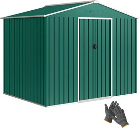 Outsunny Magazie de grădină exterioară 3,6 m² 236x171x191 cm cu uși culisante și fante de ventilație Verde | Aosom Romania