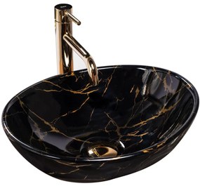 Rea Sofia Marble lavoar 41x34.5 cm ovale de blat negru-auriu REA-U5611