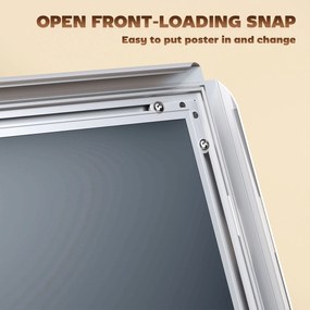 HOMCOM Suport Poster A3, Expozitor Publicitar de Podea cu Înălțime și Înclinare Reglabile, 40x30x129-135 cm, Argintiu | Aosom Romania