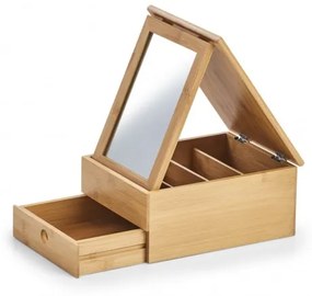 Cutie pentru cosmetice din bambus cu oglinda, Bamboo Natural, l25xA19xH11,2 cm