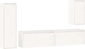 vidaXL Comode TV, alb, 4 buc., lemn masiv de pin
