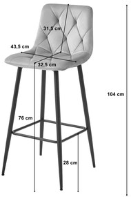 Scaun de bar NADO VELVET bej inchis cu picioare negre