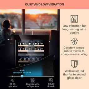 Klarstein Vinsider 36 Onyx Edition, vinotecă, 85 l, 5-22°C, 2 zone.