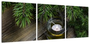 Tablou - lumânare de Crăciun (cu ceas) (90x30 cm)