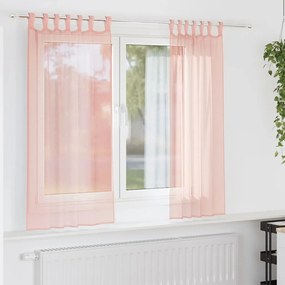vidaXL Perdele Voile cu buzunare pentru bare 2 buc Roz