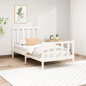 3106689 vidaXL Cadru de pat, alb, 90x200 cm, lemn masiv de pin