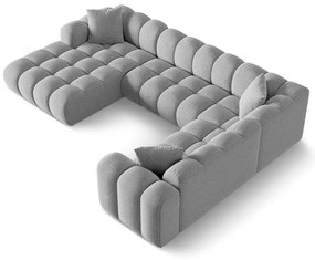 Colțar gri deschis cu tapițerie din chenille (cu colț pe partea dreaptă/în formă de "U") Treno – Cosmopolitan Design