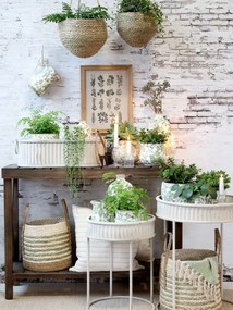 Set 2 cutii decorative vintage cu striații și mânere, finisaj crem antichizat, Élise