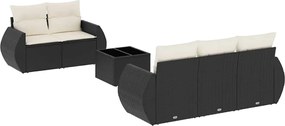 vidaXL Set mobilier de grădină cu perne, 6 piese, negru, poliratan