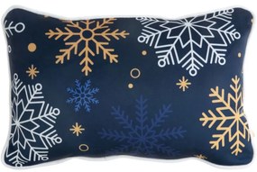 Față de pernă albastră de Crăciun decorată cu fulgi de zăpadă Šířka: 30 cm | Délka: 45 cm