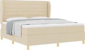 vidaXL Pat cu arcuri cu saltea cu headboard Crem 200 x 180 cm țesătură