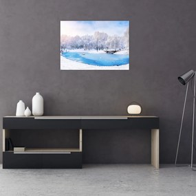 Tablou pe sticlă - Lac de gheață (70x50 cm)