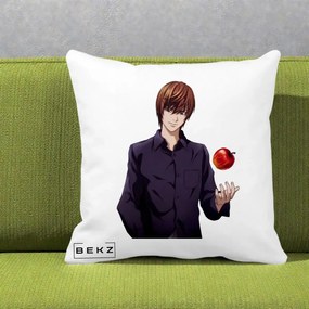 Perna Personalizata Death Note Light Yagami cu Mar, 40x40 cm, Alba Mata, Husa Detasabila, Perna Inclusa, BEKZ®