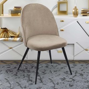 Scaun Living Din Catifea Cu Picioare Negre BUC 207 bej