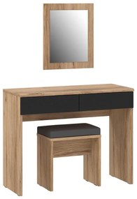 Masă de toaletă ERO cu taburet, maro/negru