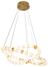 Lustra decorativa metal auriu, piatra naturala LED Coralys
