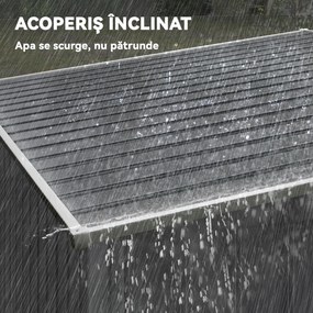 Outsunny Magazie Grădină din Oțel, Ușă Glisantă, 154x206.5x160/181 cm, Gri închis | Aosom Romania