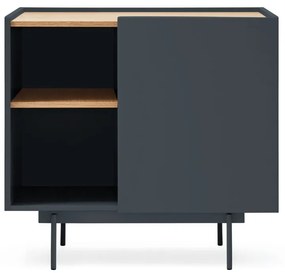 Comodă gri antracit-natural joasă cu aspect de lemn de stejar 90x78 cm Otto – Teulat