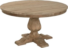 Masă dining rotundă din lemn reciclat, 140x140x76 cm, finisaj rustic natur, „Mesa"