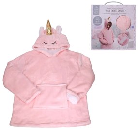 Patura hanorac cu maneci si gluga HOODIE UNICORN roz