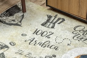 ANDRE 2835 covor lavabil Cafea bucatarie, anti-alunecare - verde / bej