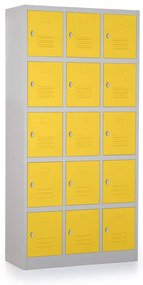 Dulap metalic - 15 cutii, 90 x 40 x 185 cm, blocare, galben - ral 1023