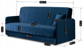 JAKS Canapea dublă extensibilă Porto albastru