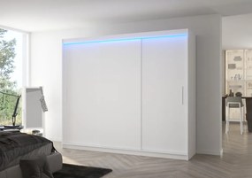 Dulap cu usi glisante si iluminare LED, Antos 250 + LED, 250 cmx200 cmx58 cm, ADRK Furniture (Culoare: Ciocolata)