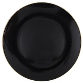 Set de masă, 24 piese, negru/auriu, din ceramică de tip stoneware