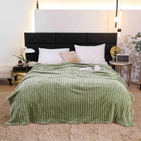 Patura Cocolino pufoasa cu dungi 200 x 230 cm, verde
