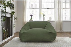 Fotoliu bean bag verde cu tapițerie din catifea reiată Lilibet – Bobochic Paris