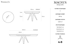 Masă de dining rotundă extensibilă cu blat cu aspect de lemn de stejar cu blat suplimentar ø 120 cm Magnus – Windsor &amp; Co Sofas