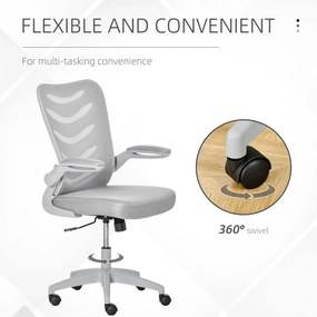 Scaun de Birou Ergonomic, Fotoliu Pivotant, Inaltime Reglabila, Functie de leganare 58.5x58x94.5-103.5cm, Gri Vinsetto | Aosom RO