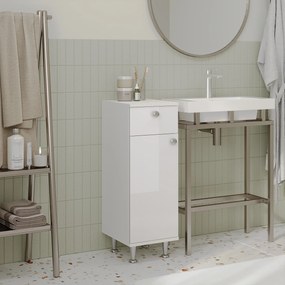 Corp Baie Zaria, 1 Sertar, 1 Usa, Alb lucios/Alb, MDF, L 30 x l 35 x H 85 cm