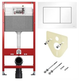 Set rezervor incastrat TECEbase, sistem de fixare si clapeta TECEnow alb
