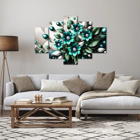 Tablou - Flori turcoaz 3D (150x105 cm)