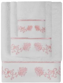 Prosop DIARA 50x100 cm Alb – Broderie roz