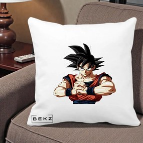 Perna Personalizata Dragon Ball Goku Portret Serios, 40x40 cm, Alba Mata, Husa Detasabila, Perna Inclusa, BEKZ®