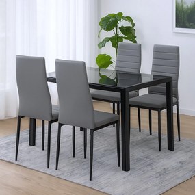 Rowan 4+1 set de sufragerie gri-negru