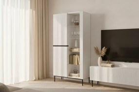 Vitrină Nicole - Mat alb / picioare negre