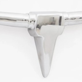 Decoratiune pentru perete tip cap de taur, aluminiu, 96 cm, argintiu 96 cm